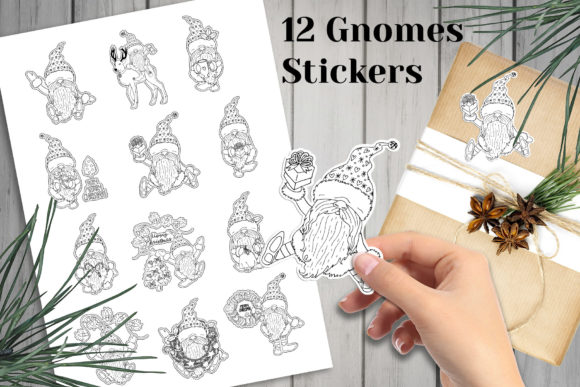 Black White Christmas Gnomes Stickers for Local Branding