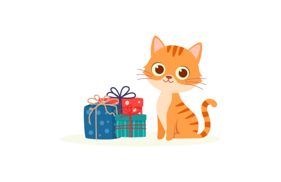 Christmas Decoration Cat Illustration for Holiday Content