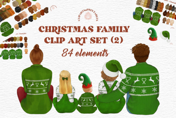 Christmas Family Clipart 2: A Festive Illustration for Creative Projects