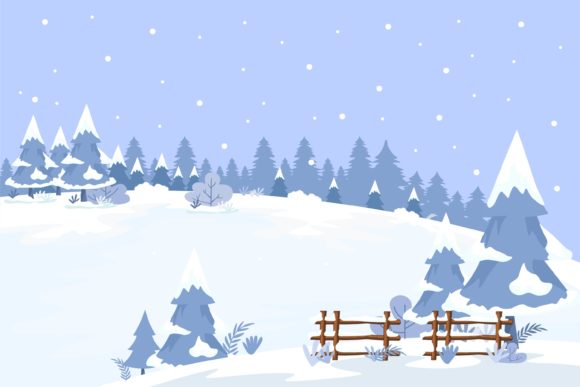 Christmas Forest Wood Landscape Vector Illustrations