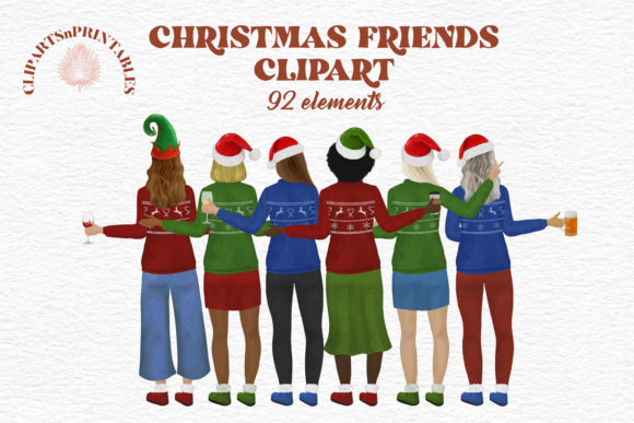 Christmas Friends Clipart- Winter Women Illustrations