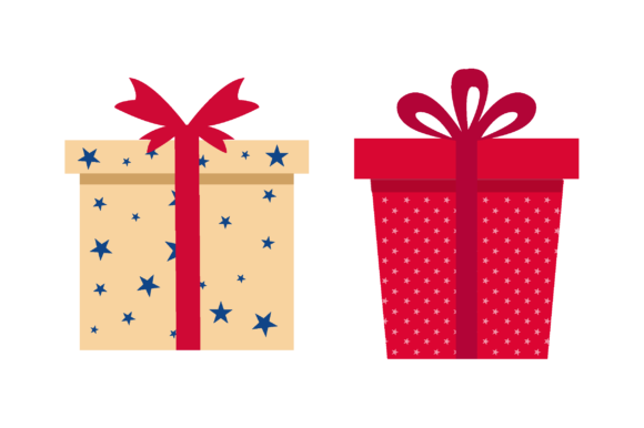 Christmas Gift Box with a Ribbon Illustration for Branding