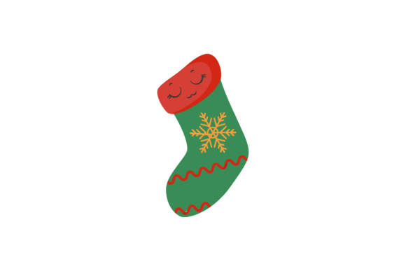 Christmas Kawaii Sock Cute Green Illustrations