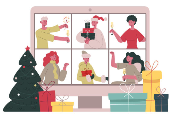 Christmas Online Chat Illustrations for Crafting and Design