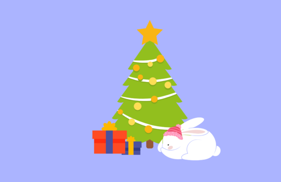 Christmas Rabbit Illustration Xmas for Digital Sellers