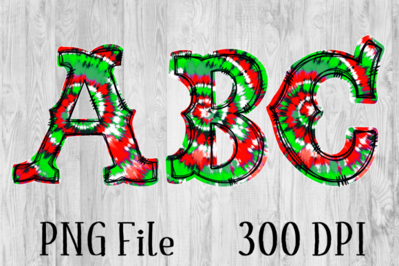 Christmas Tie Dye Letters Illustrations for Branding