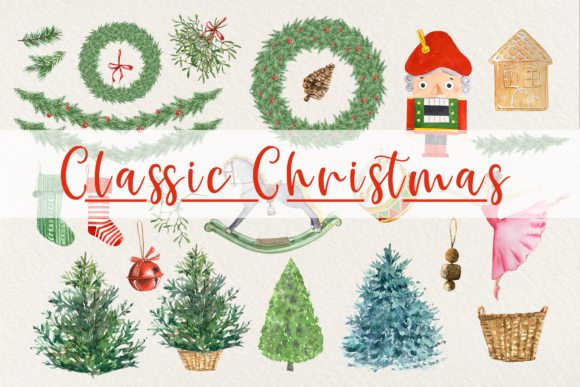 Classic Christmas Clip Arts Illustrations for Branding and Marketing