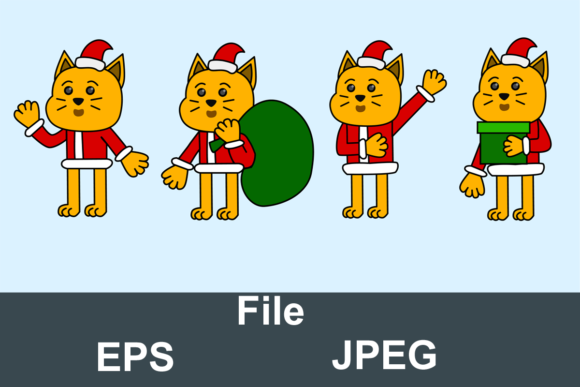 Cute Cat Cartoon Christmas Illustration