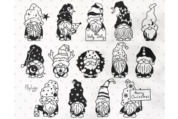 Cute Christmas Bundle of Gnomes Illustrations