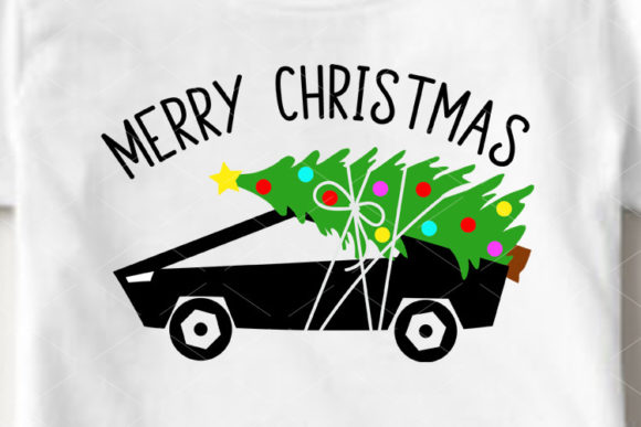Merry Christmas Electric Car Truck Illustration