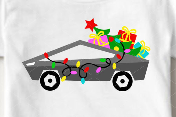 Merry Christmas Lights Electric Car Illustration