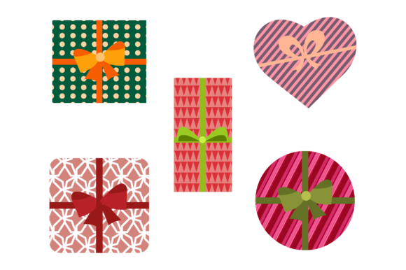 Set of Christmas Gift Boxes Illustrations