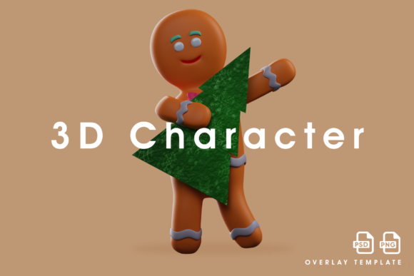 Smiley Gingerbread with a Christmas Tree Illustration
