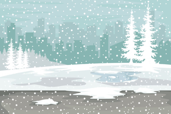 Snowy Road at Christmas Eve Illustrations