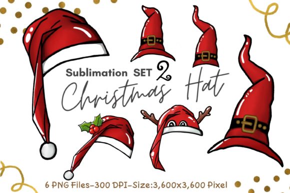 Sublimation Set 2 Christmas Hat Illustrations