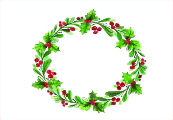 Watercolor Christmas Wreath Png,clipart for Local Branding