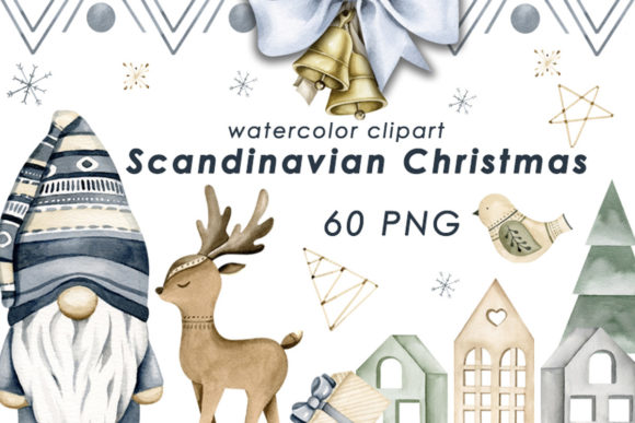 Watercolor Nordic Christmas Illustrations