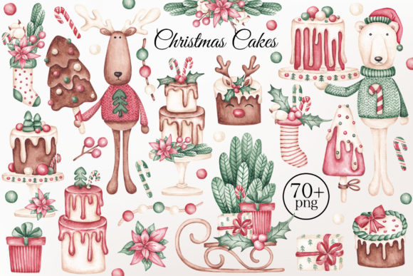 Watercolor Set “Christmas Cakes” Illustrations Review